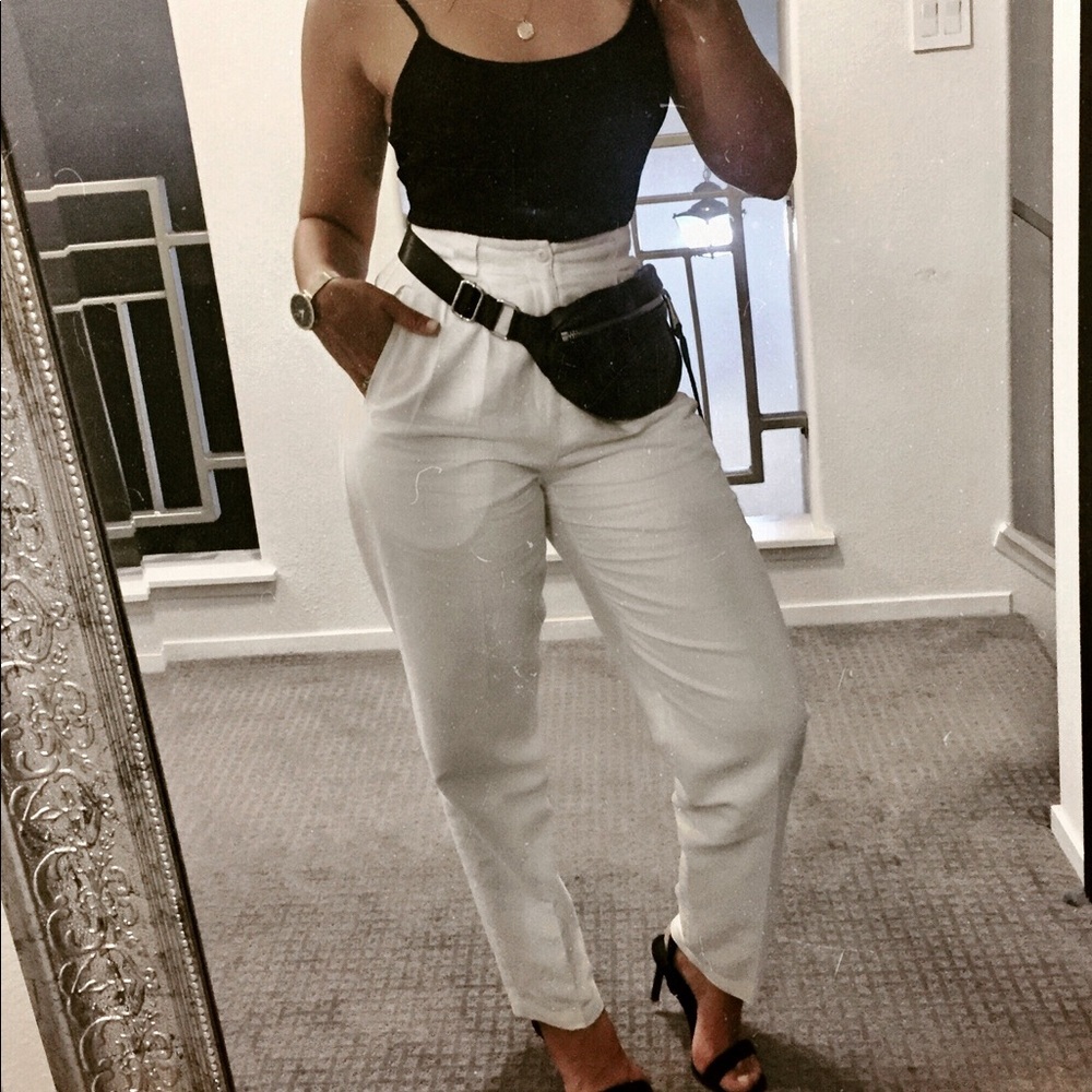 LINEN TROUSER | high waisted white pants
